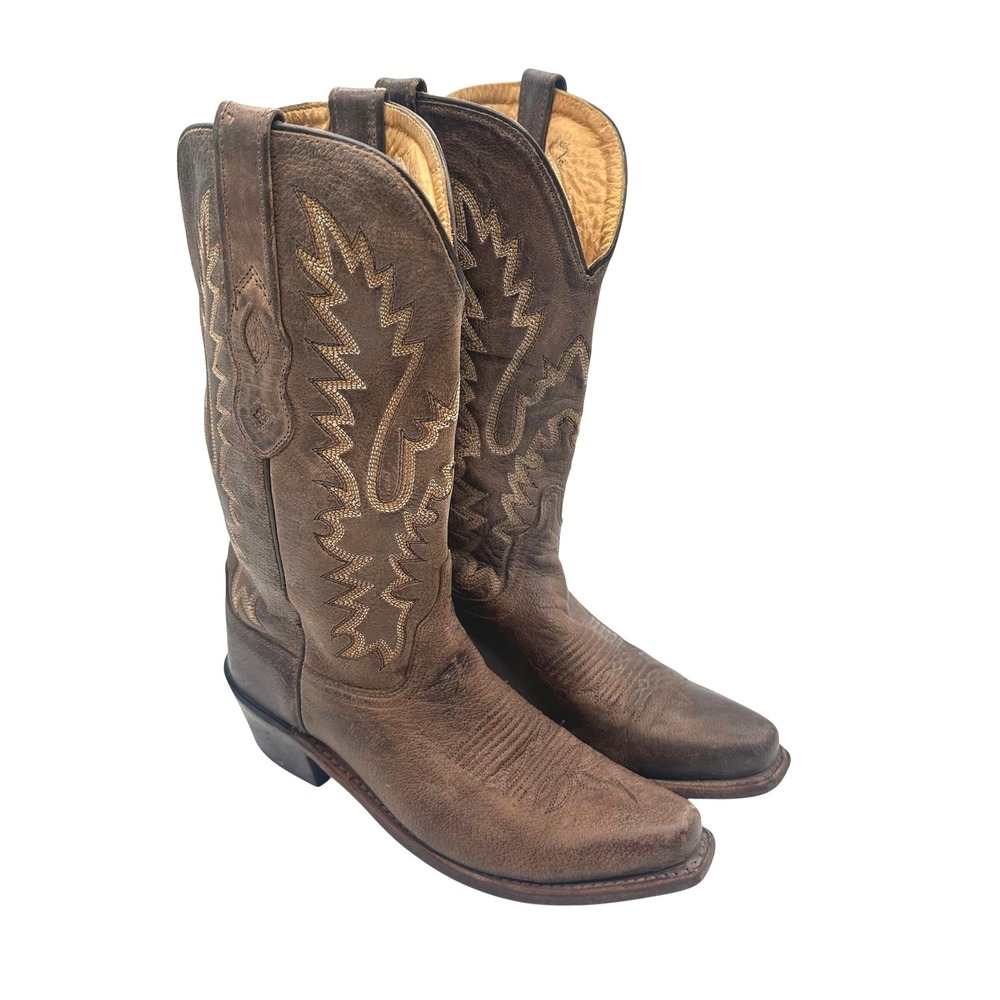 Old West LF1534 Brown Leather Western Cowboy Boots Snip Toe Mens 5 Womens 6.5